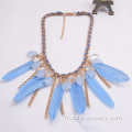 Bijoux de fantaisie avec collier pendentif plume Tassel